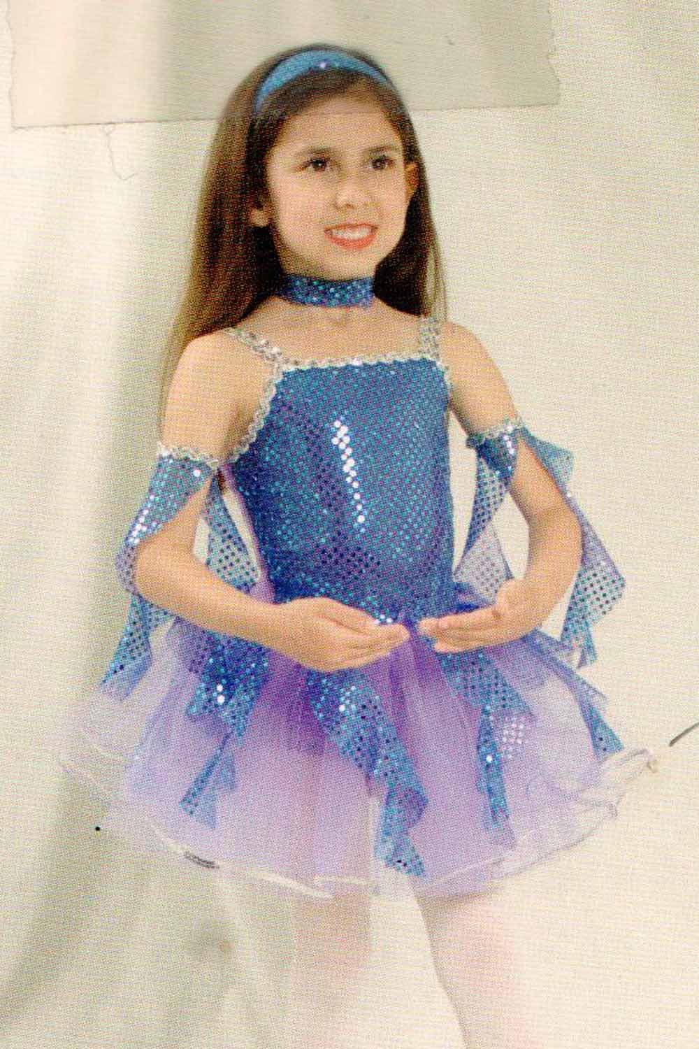 Girls' Blue Sequin Costume Dress Leotard