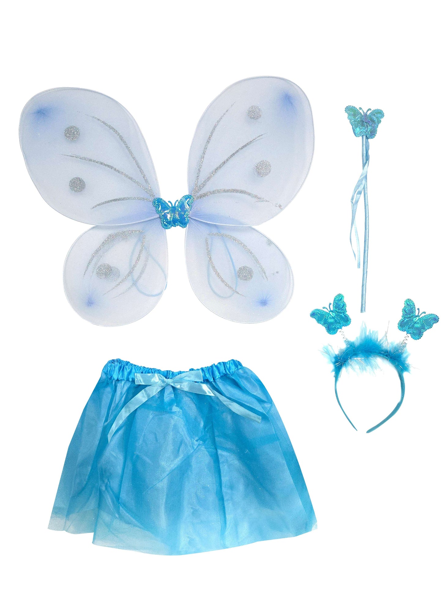 Blue Girls Fairy Butterfly Tutu Wand Costume