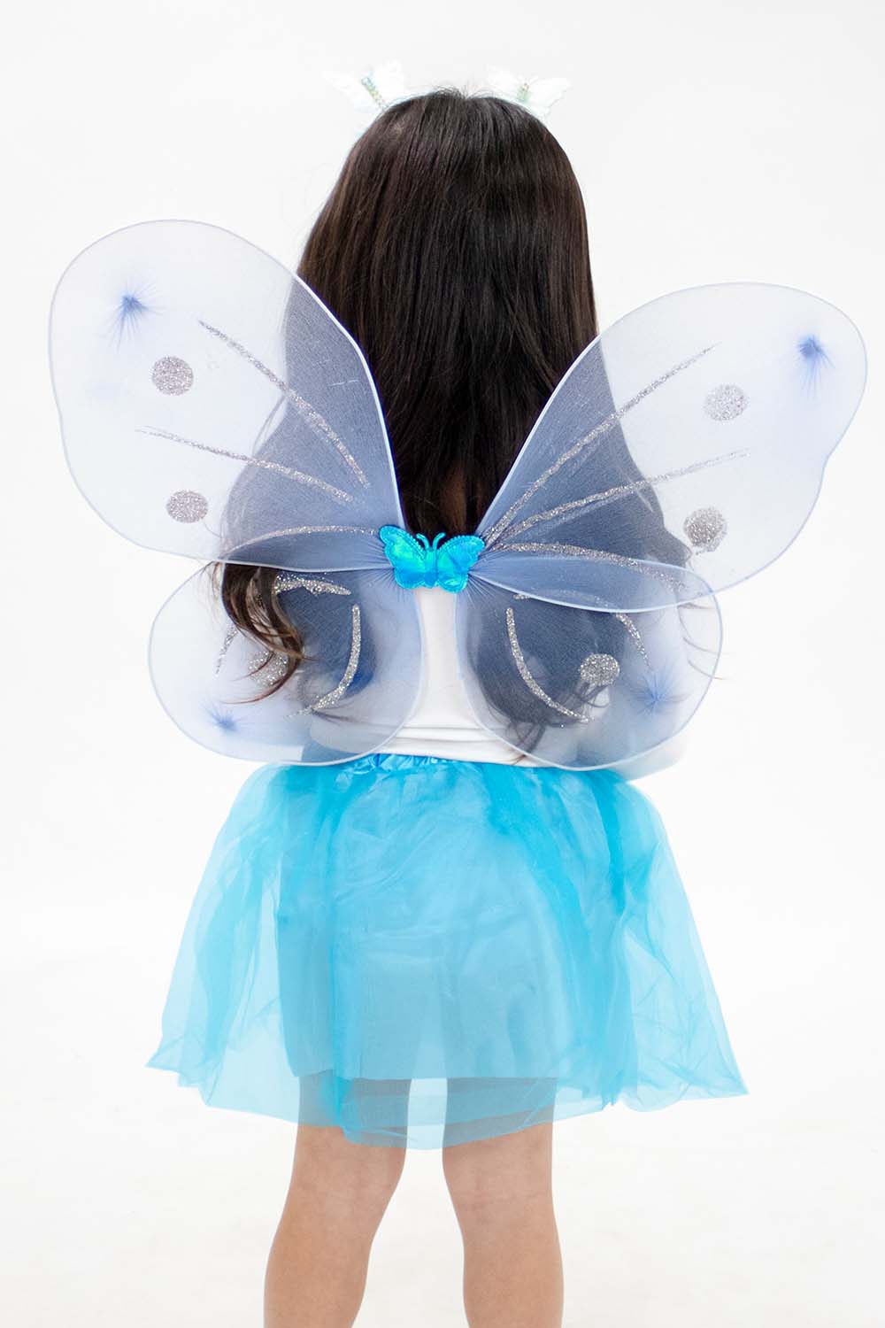 Blue Girls Fairy Butterfly Tutu Wand Costume