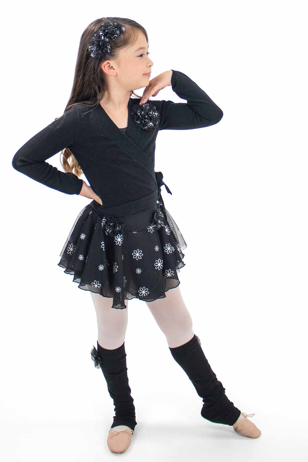 BM14IL Knit Leg Warmer Foil Flower