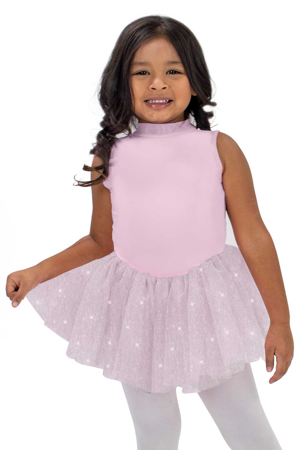 BM9494G Mock Neck Glitter Tutu Dress