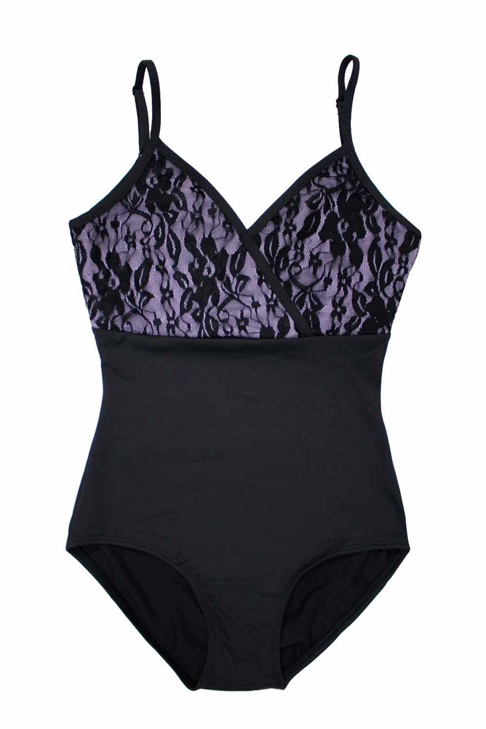 Adult V-neck Lace Crossover Camisole Leotard Lavender