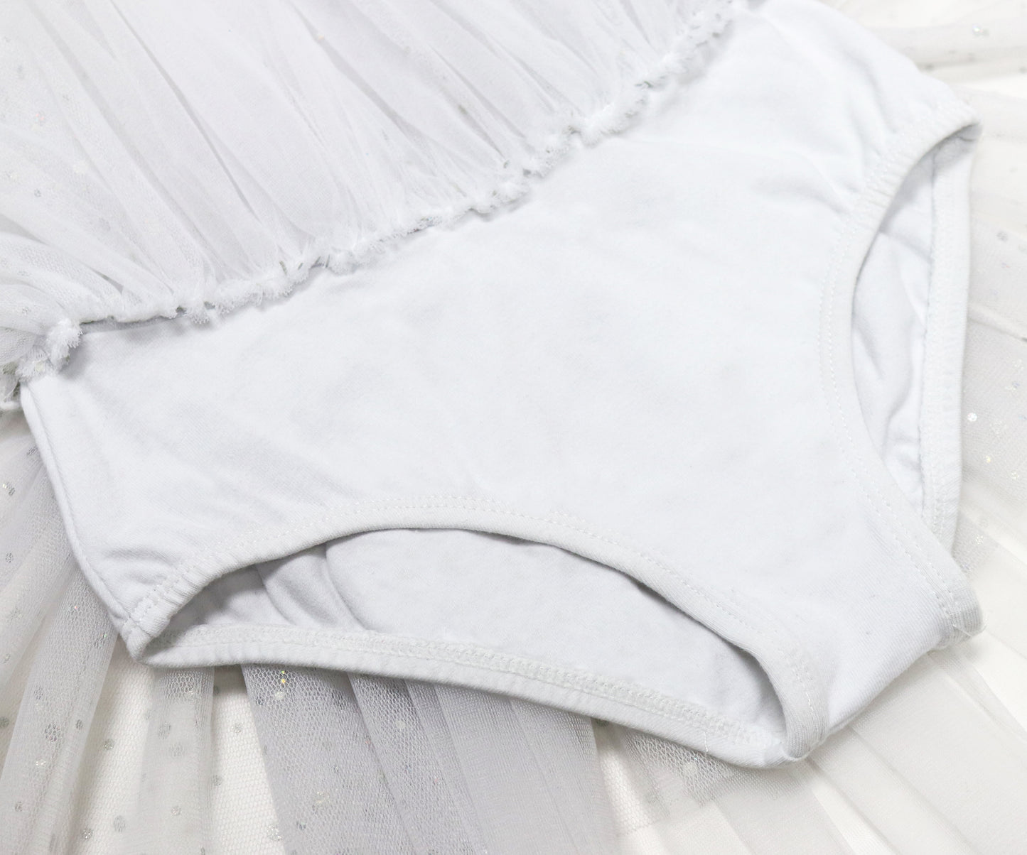 Girls' White Sparkle Costume Dress Leotard