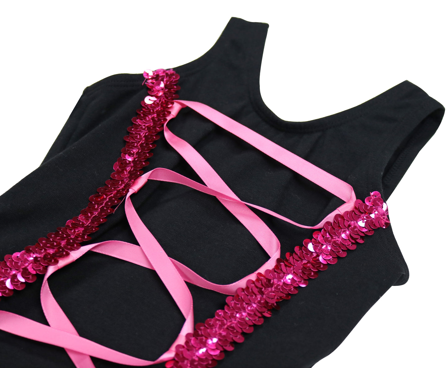 Girls' Black Lace Up Costume Dress Leotard