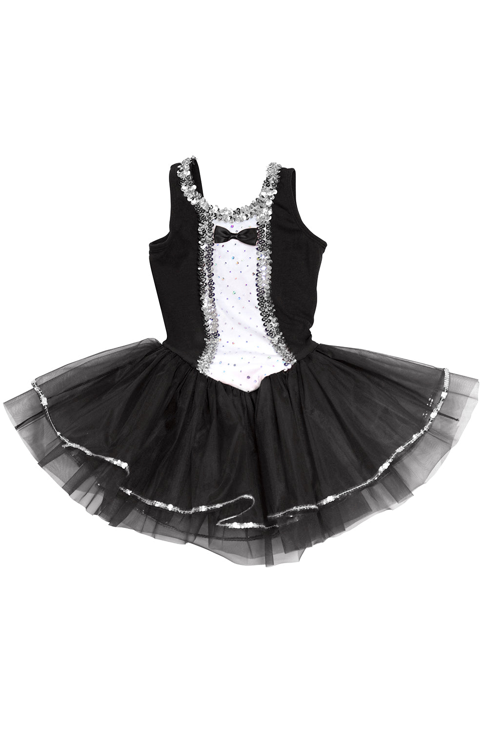 Girls Black Sequin Tuxedo Tank Costume Dress | Dancewear | Basic Moves Black / 2/3 Girls Black Sequin Tuxedo Tank Costume Dress | Dancewear | Basic Moves Black / 2/3