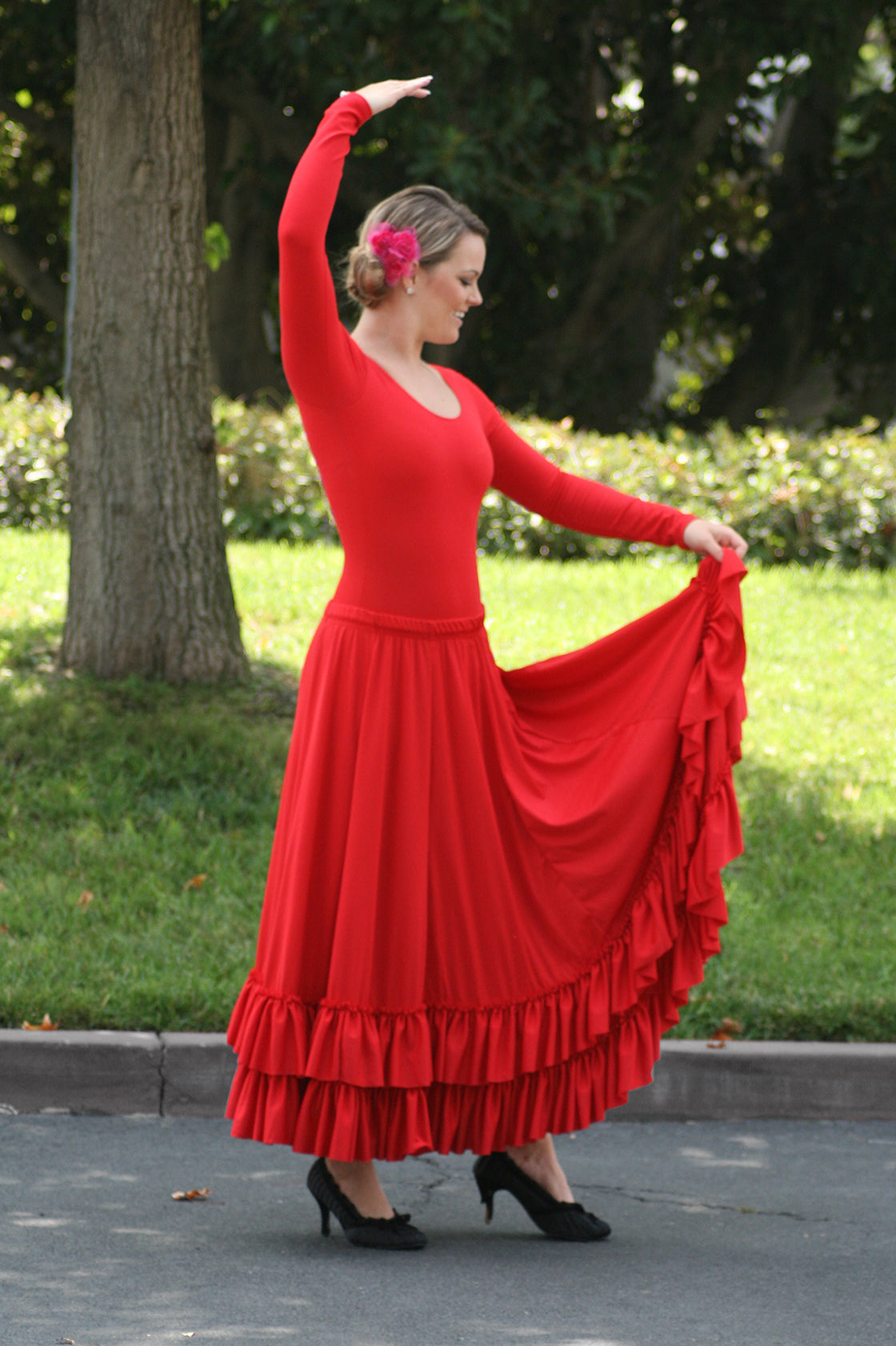 Adult Flamenco 8 Panel Ruffle Skirt | Dancewear | Basic Moves White / L/XL Adult Flamenco 8 Panel Ruffle Skirt | Dancewear | Basic Moves White / L/XL