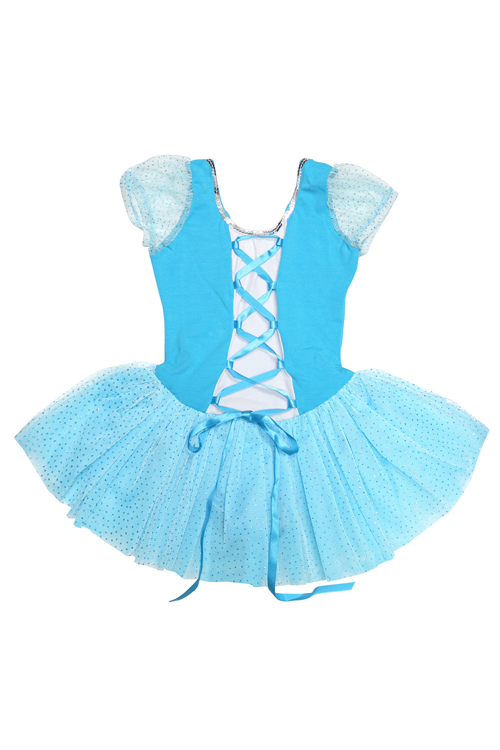 Girls' Blue Lace-Up Front Leotard Costume Dress | Dancewear | Basic Moves Sky Blue / 6/7 Girls' Blue Lace-Up Front Leotard Costume Dress | Dancewear | Basic Moves Sky Blue / 6/7
