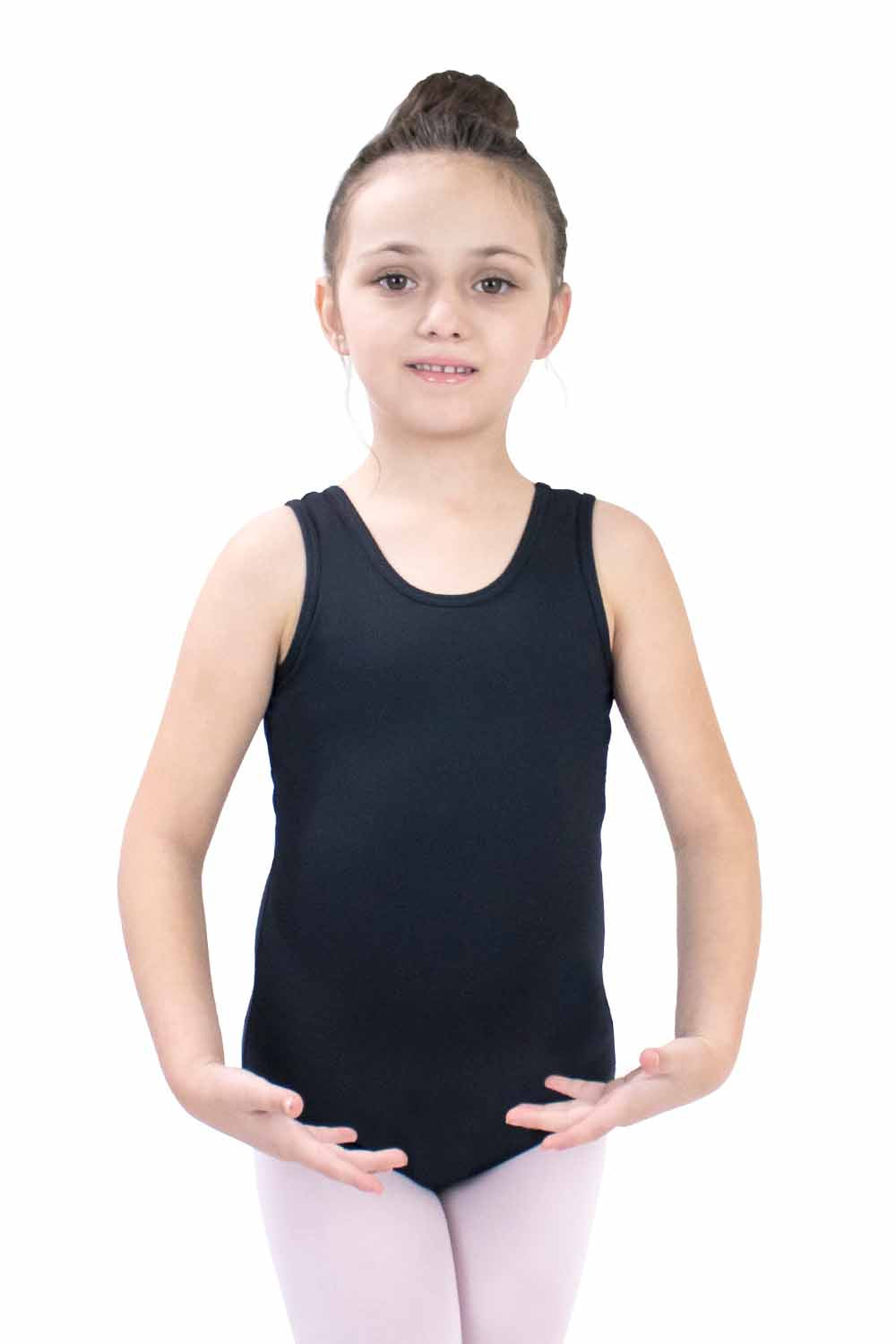 Girls' Microfiber Tank Leotard with Rhinestones