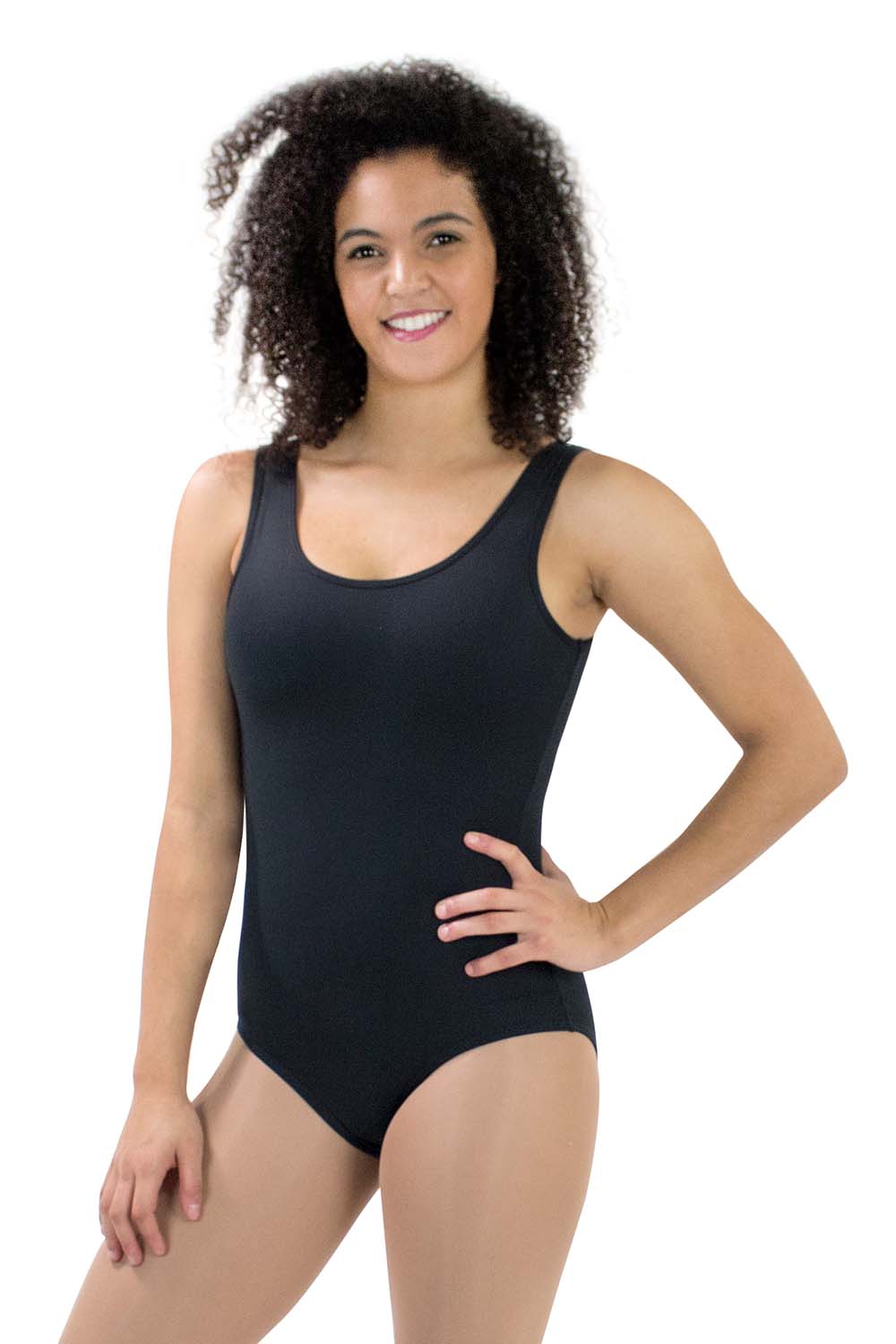 Adult Microfiber Tank Leotard with Back Rhinestones