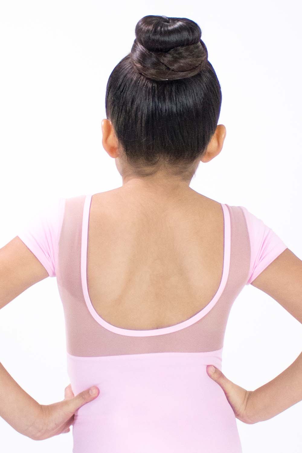 Girls' Microfiber Short Sleeve Mesh Back Leotard