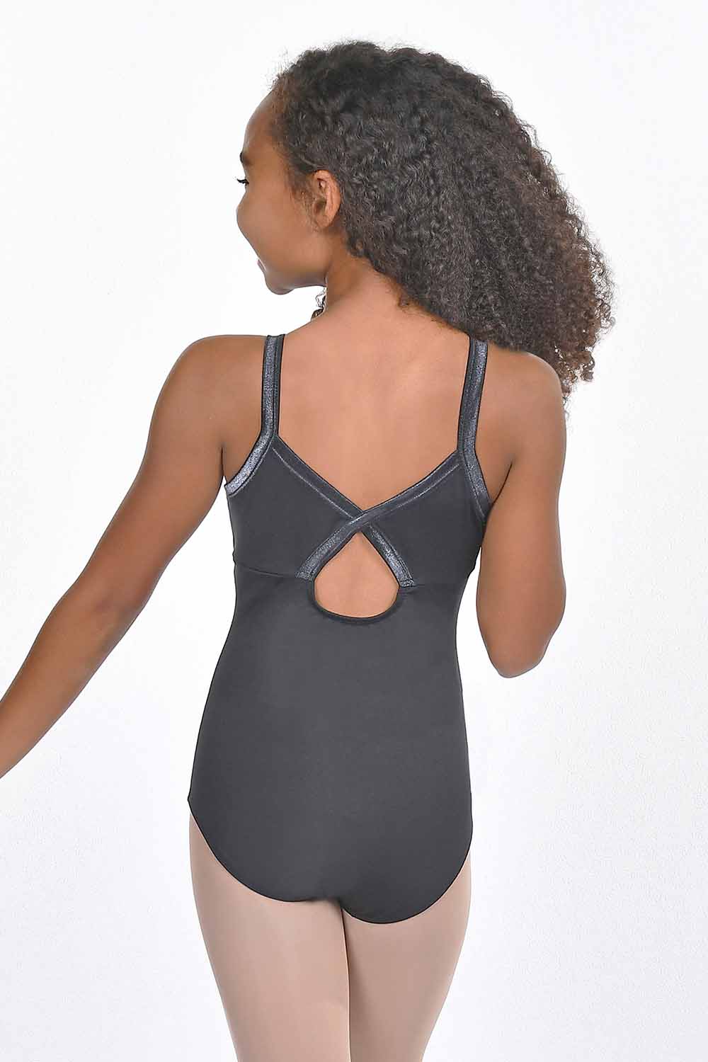 Girls' Satin Trim Tank Tear Drop Back Leotard