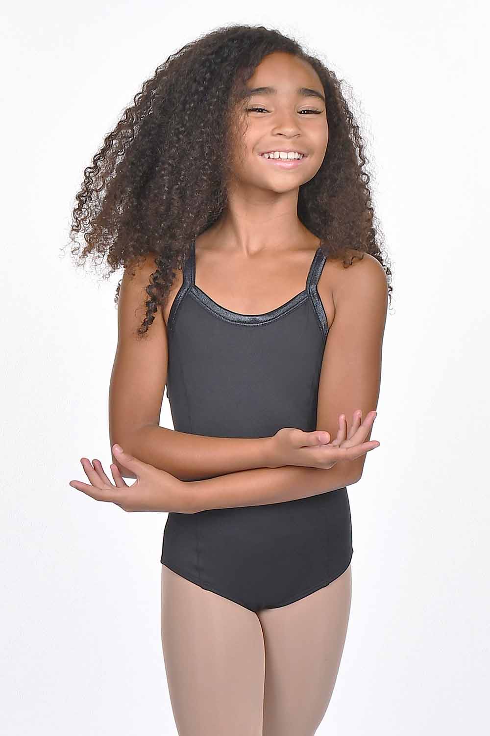 Girls' Satin Trim Tank Tear Drop Back Leotard