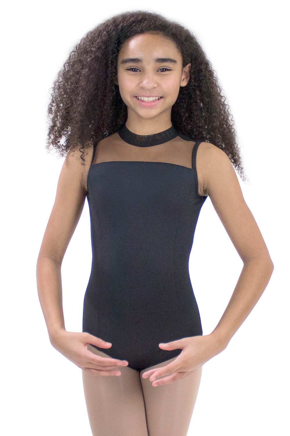 Girls' Microfiber Mock Neck Leotard with Back Hook Leotard