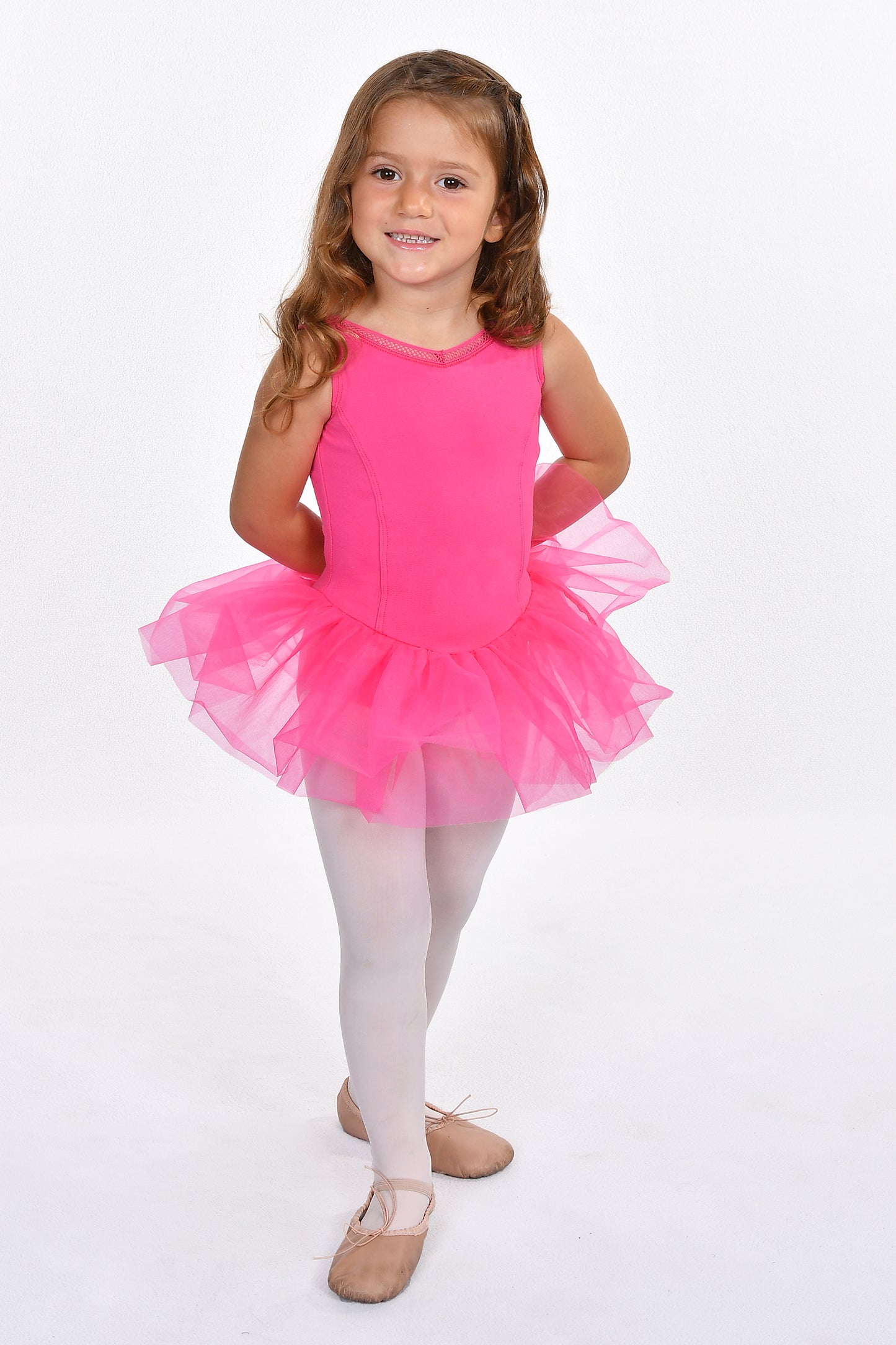 Girls' Detailed Trim V Back Tutu Dress Leotard