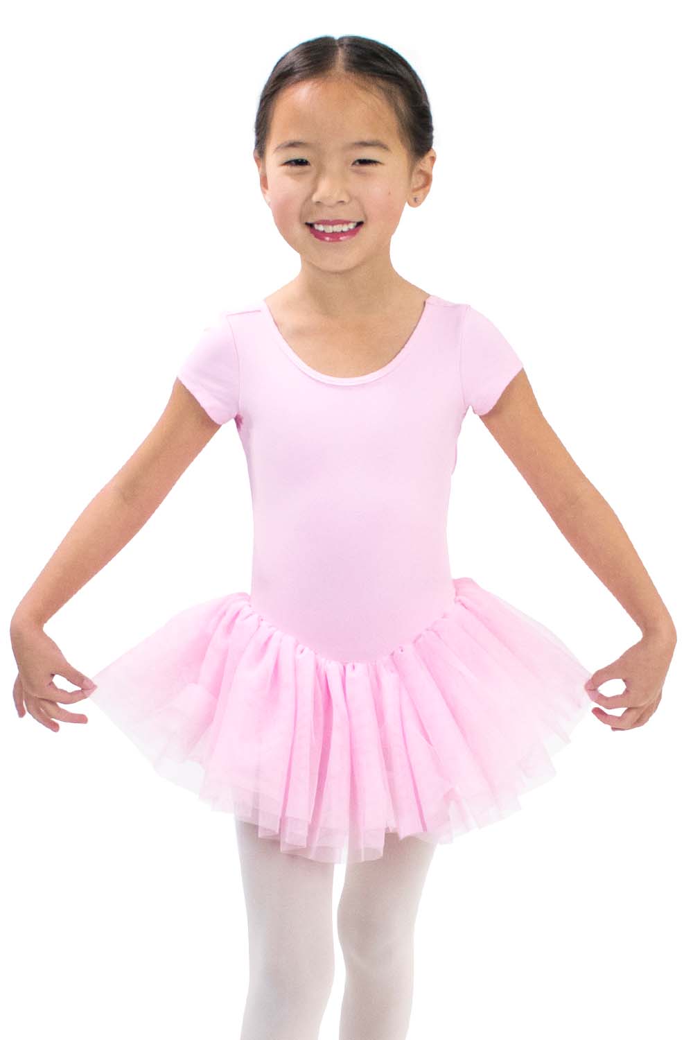 Girls' Microfiber Short Sleeve Criss-Cross Back TuTu Dress