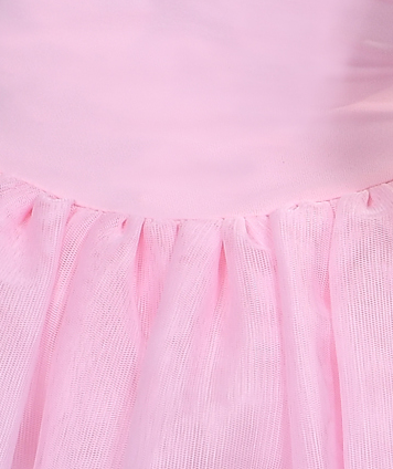 Girls' Satin Trim Short Sleeve Square Back Tutu Dress Leotard