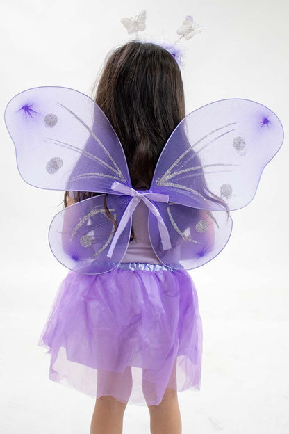 Purple Girls Fairy Butterfly Tutu Wand Costume
