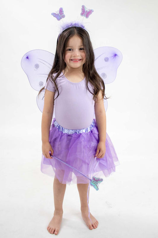 Purple Girls Fairy Butterfly Tutu Wand Costume