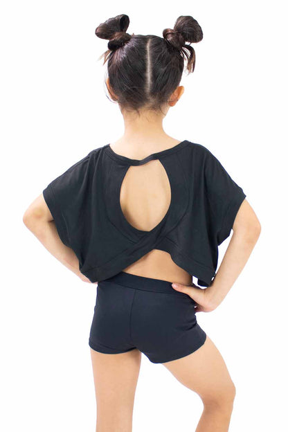 PRE-ORDER BM40553G Youth Crop Top Cover-up with Key Hole Back