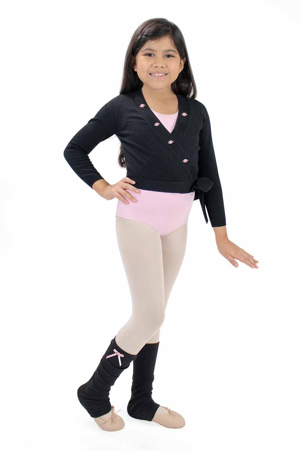 BM14DA Knit Leg Warmer with Flower Tacking