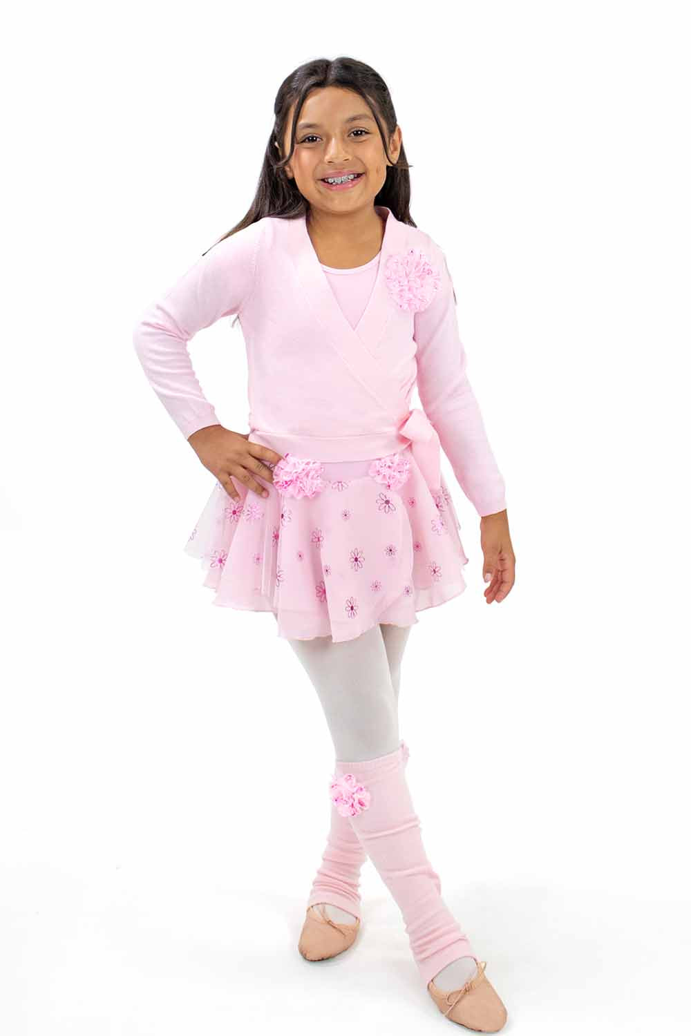 BM14IL Knit Leg Warmer Foil Flower