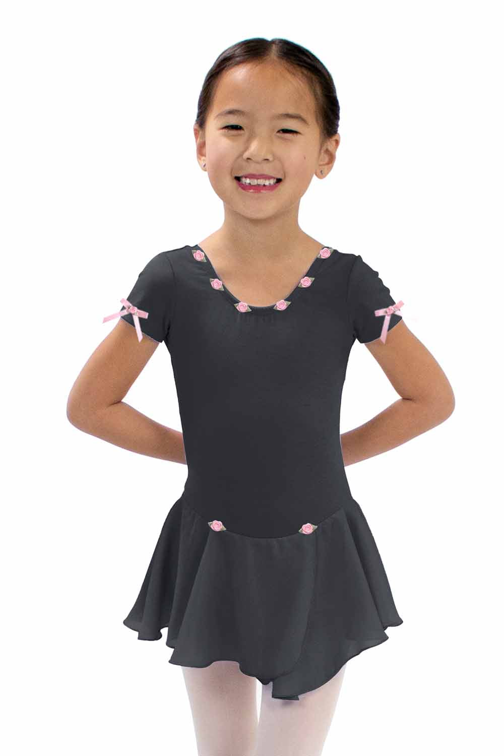 BM5492DA Short Sleeve Dress with Flower Tacking