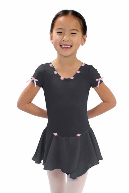 BM5492DA Short Sleeve Dress with Flower Tacking