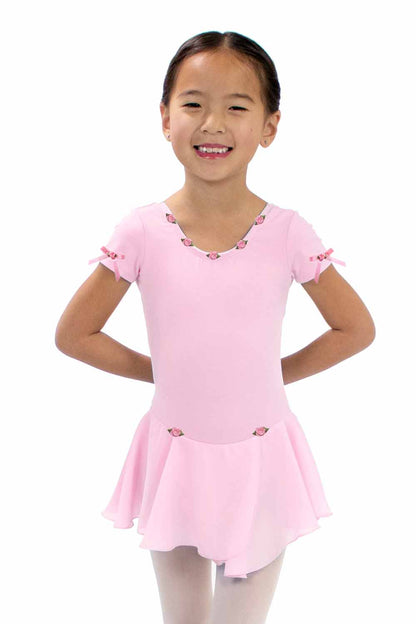 BM5492DA Short Sleeve Dress with Flower Tacking