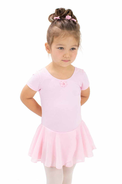 BM5492IY Short Sleeve Dress with Flower Tacking