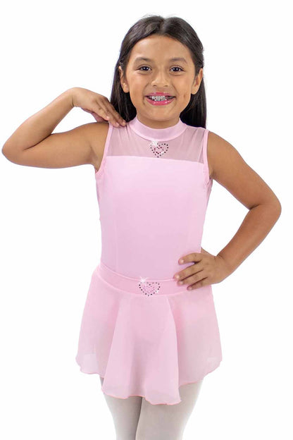 BM5886IM Youth Mock Neck Mesh Leotard Rhinestone Heart