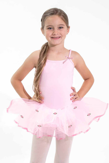 BM9124DA Tutu Dress with Satin Ribbon with Flower Tacking