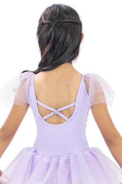 BM9484IJ Mesh Ruffle Sleeve Tutu Dress
