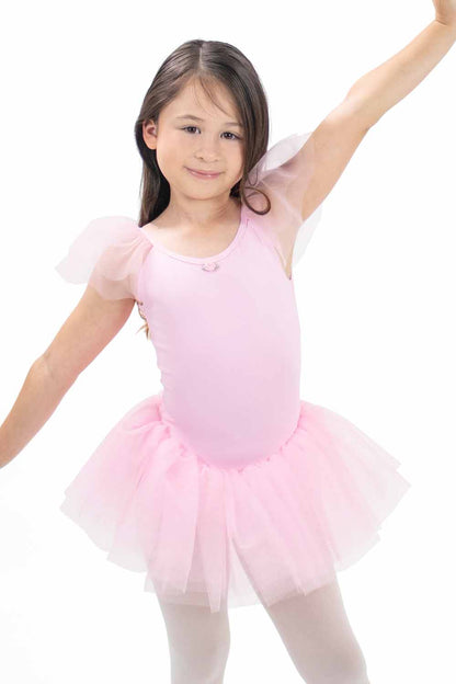 BM9484IJ Mesh Ruffle Sleeve Tutu Dress
