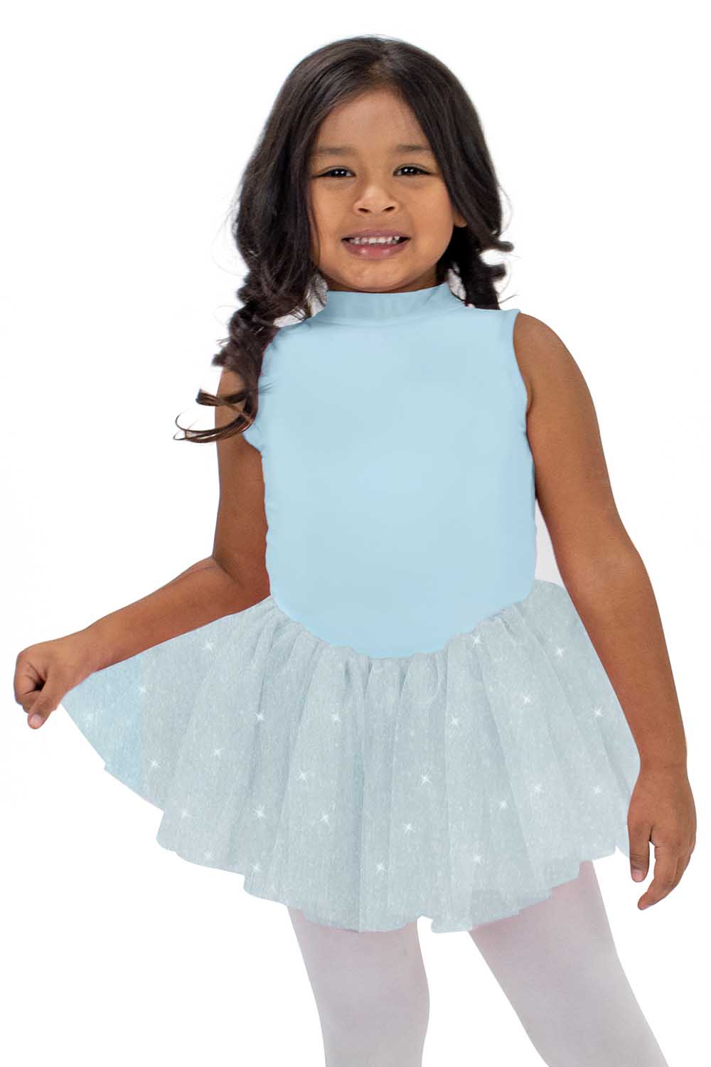 BM9494G Mock Neck Glitter Tutu Dress