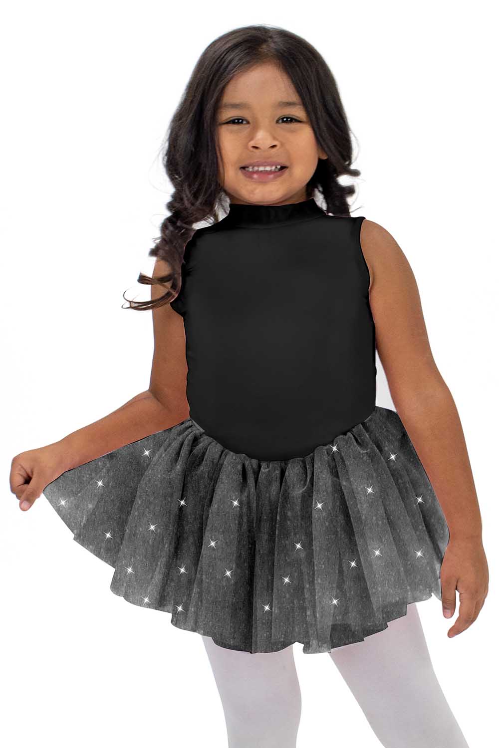 BM9494G Mock Neck Glitter Tutu Dress