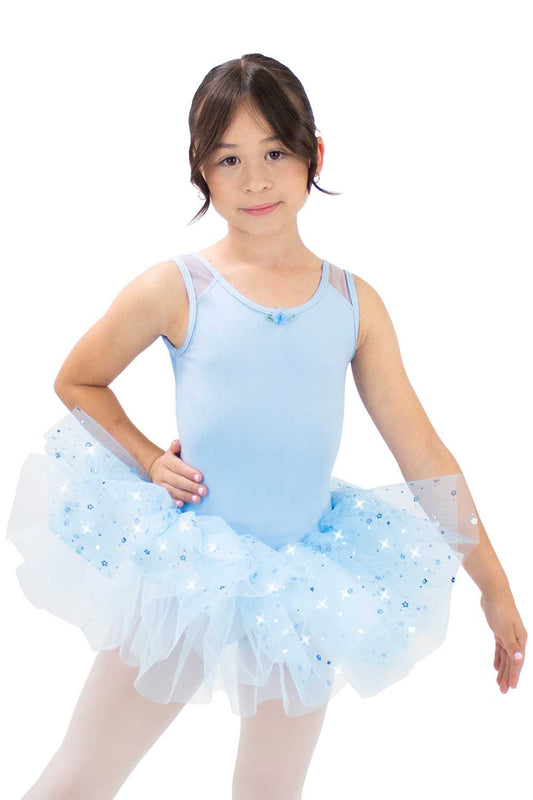 BM9497IQ Blue Foil Flower Tutu Dress