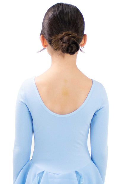 BM9498IQ Blue Foil Flower Long Sleeve Dress
