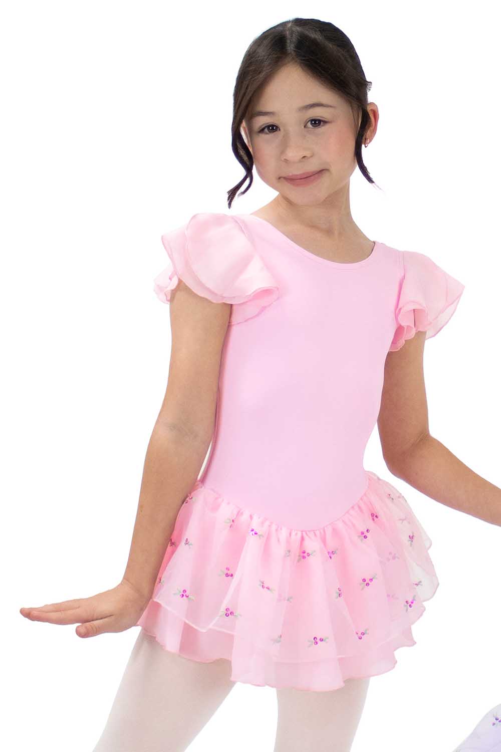 BM9502IS Flutter Sleeve Sequin Flower Dress