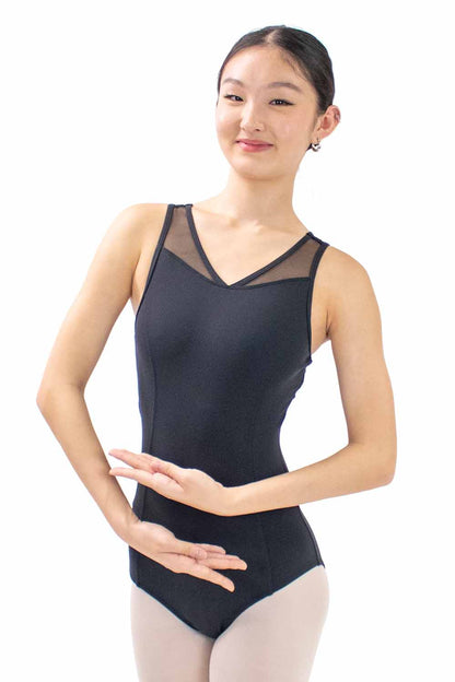 BMA5966 Adult Mesh Detail V-front Fashion Back Leotard