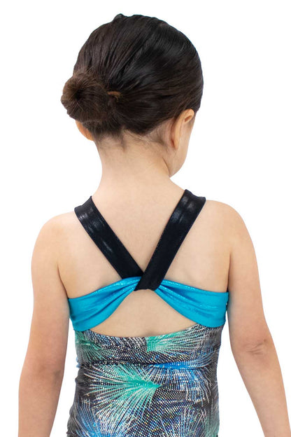 GY5706SC Sparkle Color Block Gymnastics Halter Leotard