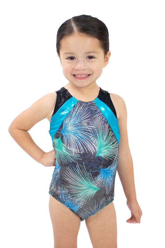 GY5706SC Sparkle Color Block Gymnastics Halter Leotard
