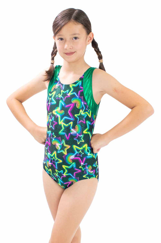 PRE-ORDER GY5863HG Green Star Keyhole Gymnastic Leotard