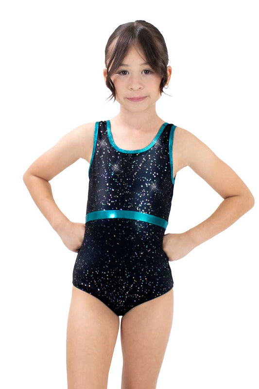 GY5970TF Teal Foil Mesh Gymnastics Leotard