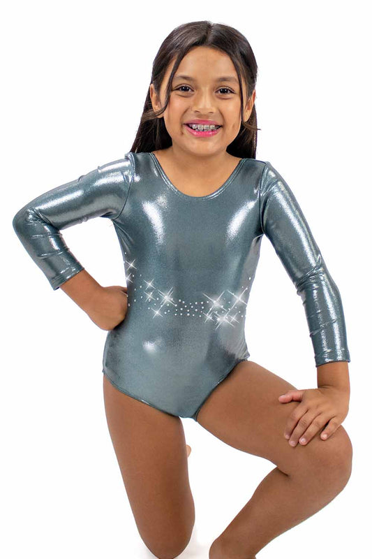 GY5974MS 3/4 Sleeve Gymnastics Leotard with Mix Stones