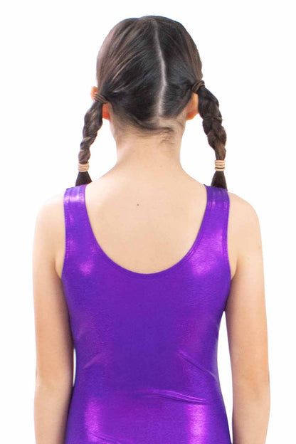 PRE-ORDER GY5994PD Purple Curved Rainbow Dots Gymnastic Leotard