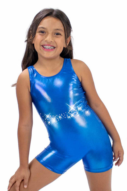 GY7382MS Racer Back Gymnastics Biketard with Mix Stones