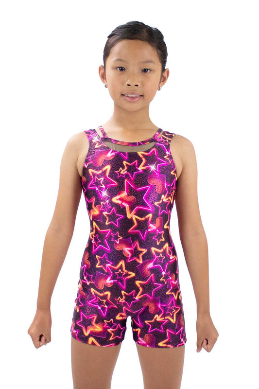 GY7445SM Star Mesh Gymnastics Biketard