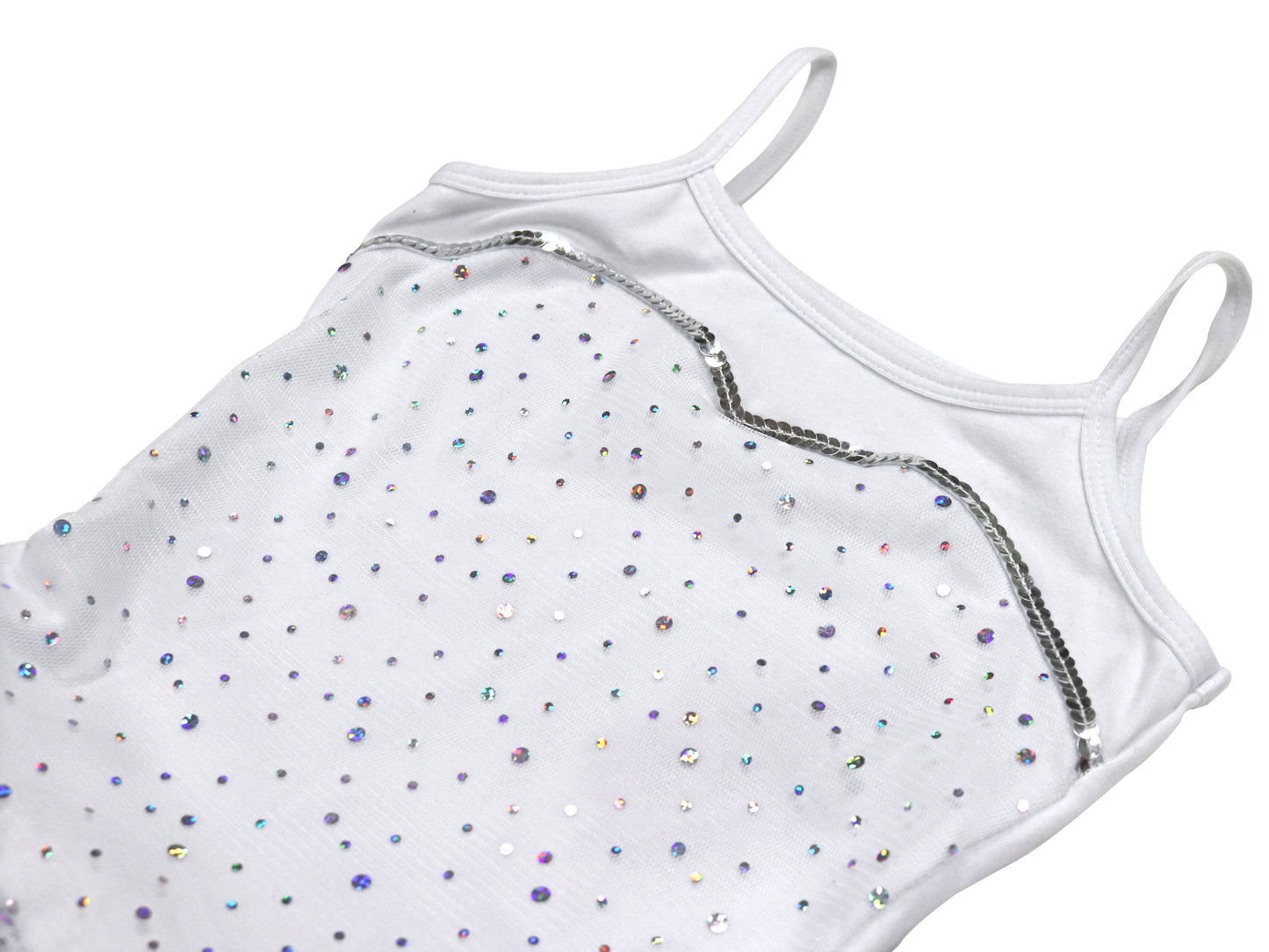 Girls' White Sparkle Costume Dress Leotard