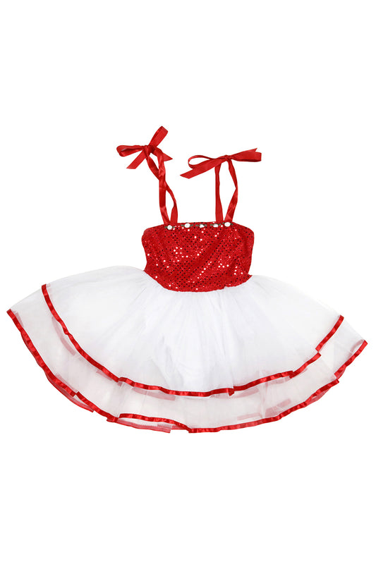 Girls' Red Ribbon Costume Dress Leotard