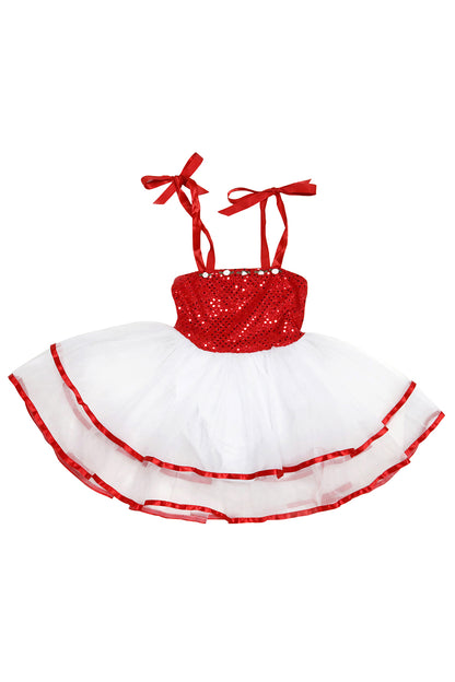 Girls' Red Ribbon Costume Dress Leotard